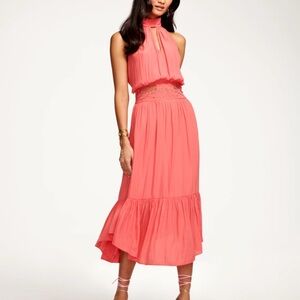 Ramy Brook Annette Halter Midi Dress In Punch